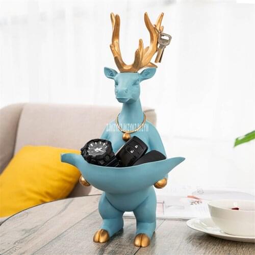 XR-349 Modern Minimalist Creative Desktop Decoration Key Candy Resin Standing Deer Storage Ornament Wedding Housewarming Gift