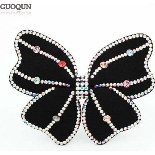 Black Leather Hair Barrette Clip - Beauty Hair Accessory for Women Lady Multi Rhinestones Hair Jewelry Ornament for Tiara Prom