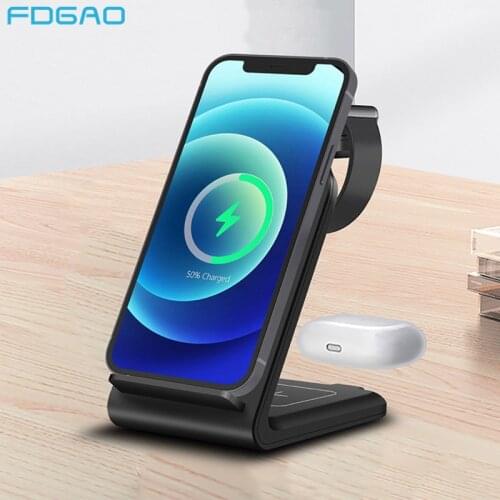 3 in 1 Charging Station for iPhone 12 Max 11 XS XR X 8 15W Qi Fast Wireless Charger Stand For Airpods Pro Apple Watch 6 SE 5 4 3