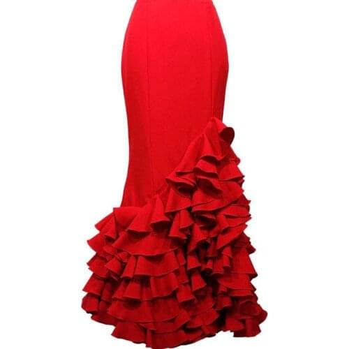 Chic Mermaid Skirt Satin Faldas Fashion Women Skirts Party Gown Long Maxi Skirts Ruffles Evening Wear Custom Made