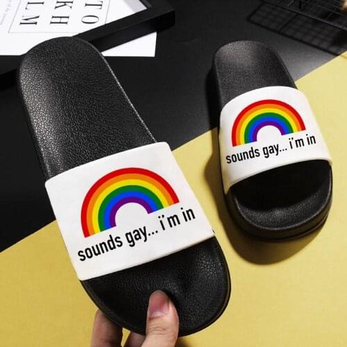2021 New Women Slippers Rainbow Printed Lady Slipper Casual Flat Shoes Harajuku Female Summer women Beach Shoes Slippers Mujer