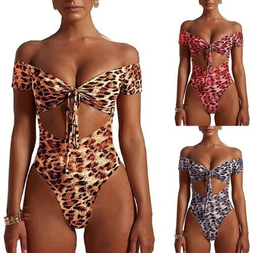Leopard Print Straps High Waist Bikini One-piece Swimsuit Tube Top Swimsuit Women Swim Bikini Swimming Sexy Swimsuit Women
