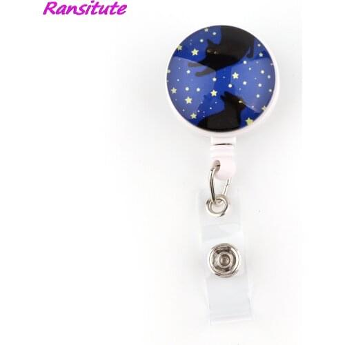 R2092 1pcs New Creative Stars And Black Cat Retractable Badge Reel Clip Student Friends Exquisite IC Card Badge Holder Jewelry