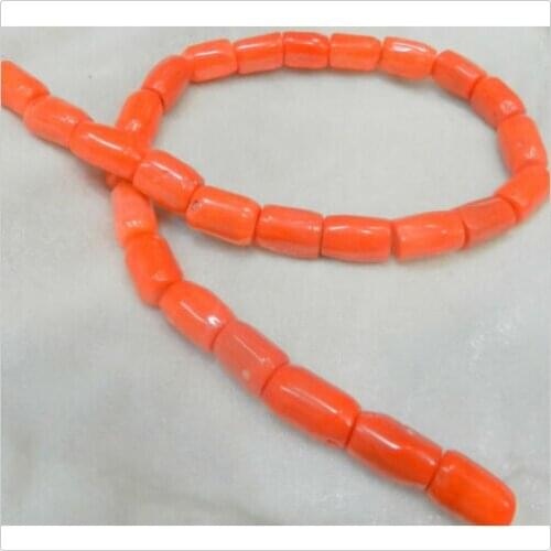 10x15mm Column Orange pink Coral Jewelry Making loose gemstone beads strand 15"