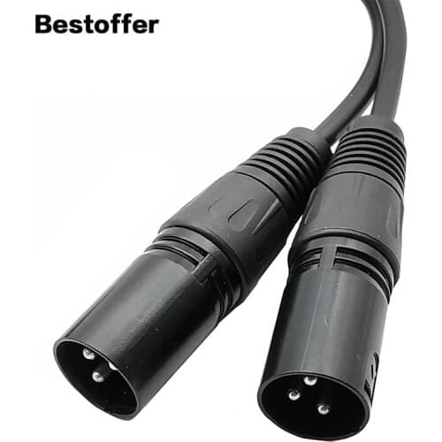 25cm 2* XLR 3 Pin Male To RJ45 Female Network Adapter Short Connector Cable