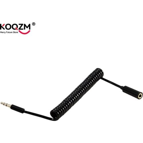 3.5mm Jack Male To Female Spring Aux Extension Cord Spiral Stereo Audio Cable