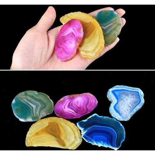 Agate Geode Polished Irregular Crystal Slice Brazil Healing Reiki Stone Natural Quartz Pendant Mineral Home Decor Random Color