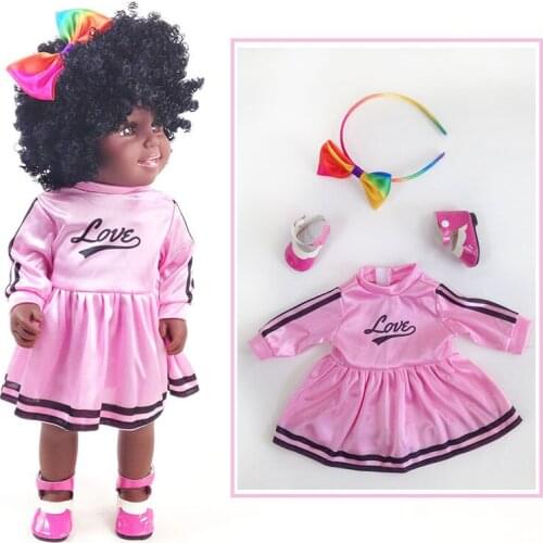 American African black Girl baby doll 18" Full vinyl body silicone reborn baby dolls toys for child gift bebes reborn bonecas