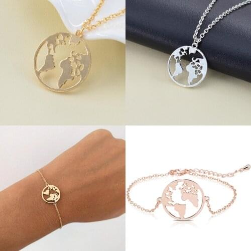 World Map Charm Bracelets Women Gils Love Adjustable Vintage Bangles Jewelry Earth Day Gifts Christmas Valentines Day Presents