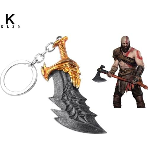 Game God of War 4 keychain Kratos 3D Sword Axe Knife Weapon Model High Qulaity Pendant For Men Women Car Keyring Accessories