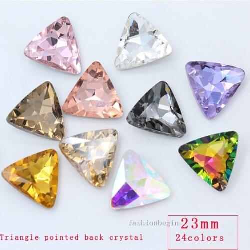 9p 23mm Trigon pointed Foiled back fancy stone faceted crystal glass diamante rhinestones shoes,clothes Gem jewelry making beads