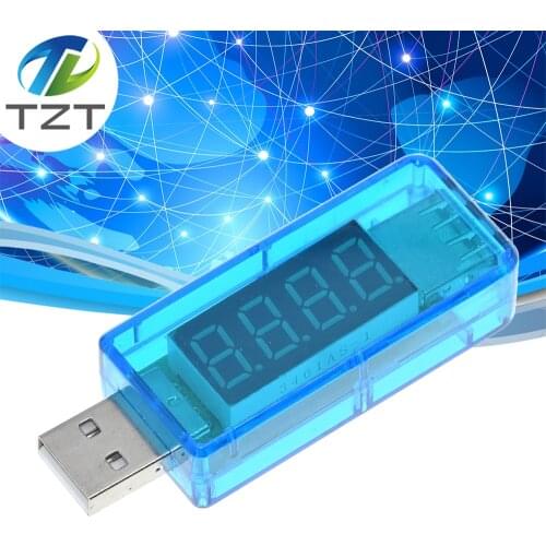 TZT Digital USB Mobile Power charging current voltage Tester Meter Mini USB charger doctor voltmeter ammeter Straight blue