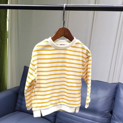 Toddler Kids Hoodies Spring New Baby Girls Korean Striped Sweatshirts Casual Loose Cotton Pullovers For Boys Childrens Clothing
