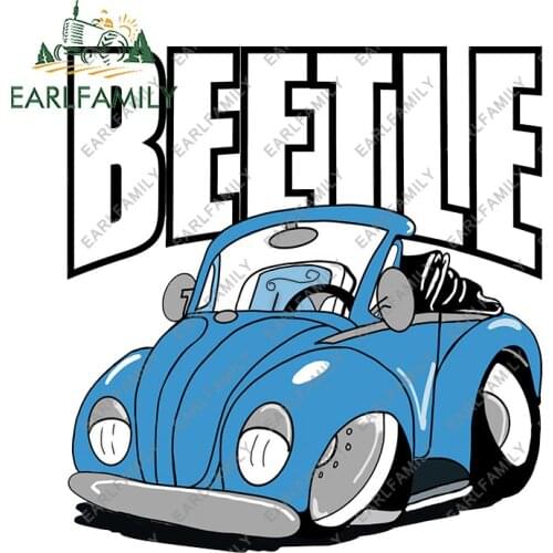 EARLFAMILY 13cm x 12.1cm for Beetle Ladybug Blue Vinyl Car Sticker Creativite Car Styling Waterproof Graffiti Decal Laptop Decor