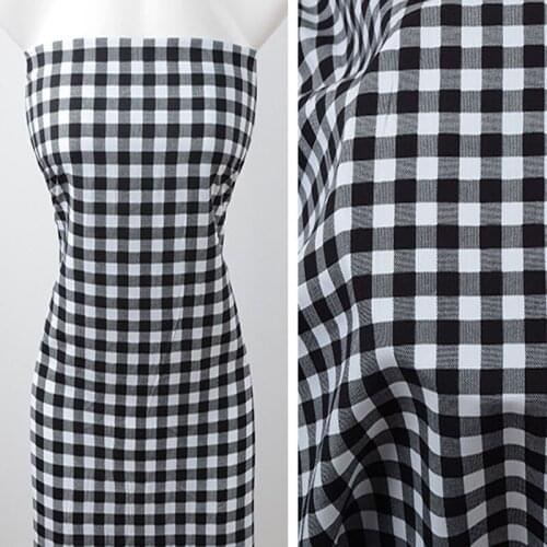 Classic Black White Square Check Rayon Fabric Viscose Soft Smooth Fabric For Shirt Baby Cloth Dress pajamas 100x140cm
