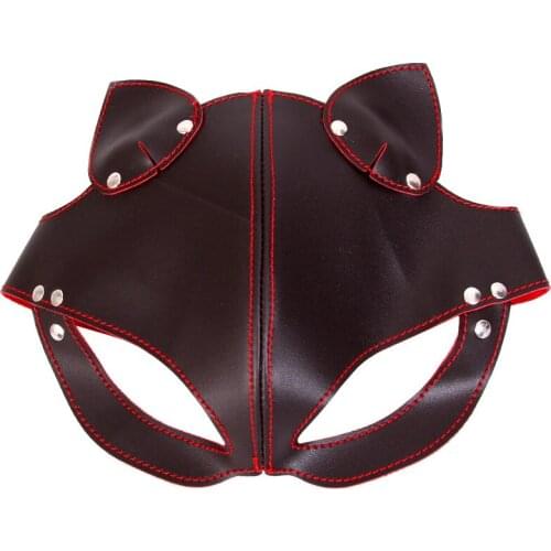 Cosplay Sexy Leather Fox Mask Hood BDSM Fetish Binding Erotic Mask Halloween Party Eye Mask Sexy Clothing Accessories