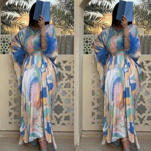 2021 Summer African Clothes Dashiki Print Grand Boubou Africaine Femme Robe Bazin Riche Africa Dress African Dresses For Women