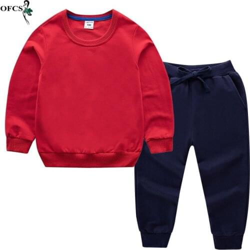 Hot Selling Brand Boys Clothes Childrens Clothing Sets Autumn Long Sleeve Active Suits Solid Basic Baby Top +Pants 2pcs Boy Set