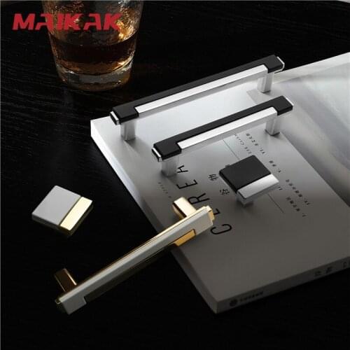MAIKAK Black Gold Chrome Kitchen Handle Cabinet Knobs and Handles Fashion Drawer Knobs Pulls Furniture Handle Door Hardware