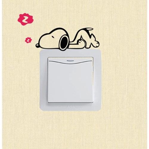 Cute Sleeping Dog hello animal Switch Stickers Wall Stickers Decal Home Decoration Bedroom Living Room Parlor Decoration