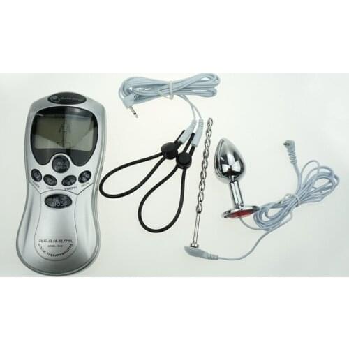 Electric Shock Set no Condoms Male Penis Urethral Plug Catheter Electro Enlargement Penis Ring Anal Plug Adult Sex Toys