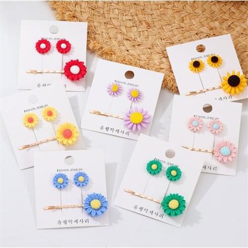 Barrettes For Women Fashion Jewelry Cute Small Daisy Flower Head Clip Shiny Rhinestone Hair Pins Girl Summer Tiara Set Wholesale