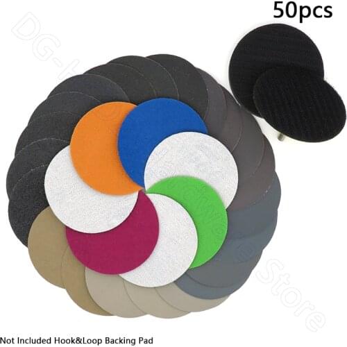 50pcs 3 Inch 75mm Sandpaper Hook Loop Round Abrasive Wet and Dry Flocking Sanding Paper 60 80 100 120 150 180 240 320-10000 Grit