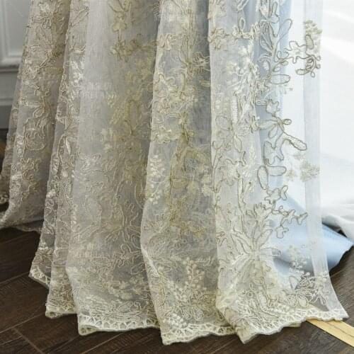 Nordic Light Luxury Embroidered Gauze Curtain for Living Room Bedroom Balcony Curtain Tulle