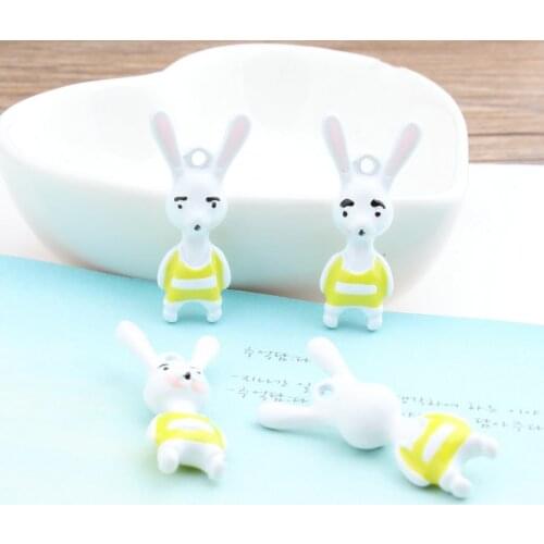 Wholesale Trendy 30pcs/lot Alloy drop oil Animals Cartoon 3D Long ears yellow vest rabbits Shape Metal Charm Diy Jewelry Pendant