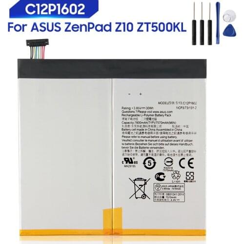Original Replacement Battery For ASUS ZenPad Z10 ZT500KL C12P1602 Genuine Tablet Battery 7800mAh
