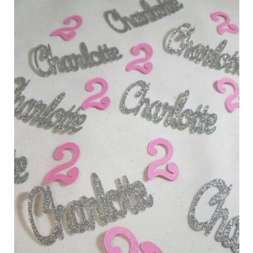 Personalize name and year Birthday Party confettis baby shower table scatters Christening baptism favors