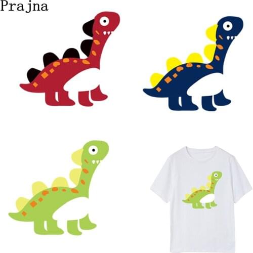 Prajna Cartoon Cute Jurassic Patch Iron On Transfers Sticker Clothes Washable Stickers Heat Transfer Vinyl For T-Shirts E