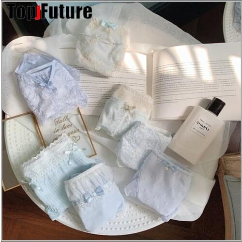 Lots styles translucent underwear blue Lace Sexy Japanese lovely girl middle low waist thin cotton grade ice sweet lady panies