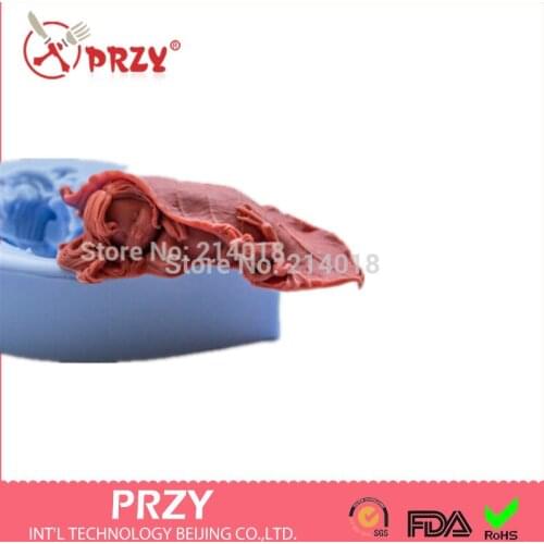 Silicone Soapmolds Mold Thumbelina Handmade Mold Fondant Cake Direction Mold Sleeping Baby Dressed Leaves with Frog Shaped 3D