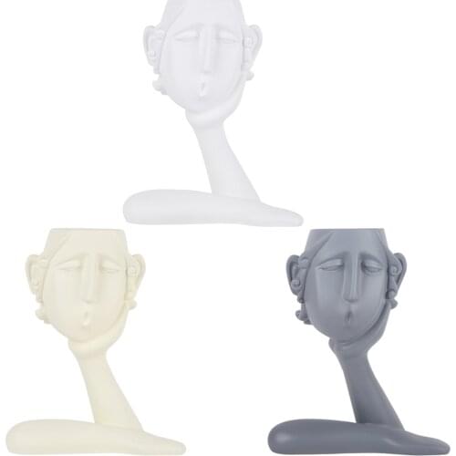 Modern Nordic Style Human Planter Vase Head Figure Flower Pot Portrait Sculpture Resin Handmade Flowers Art Decorative Ornaments