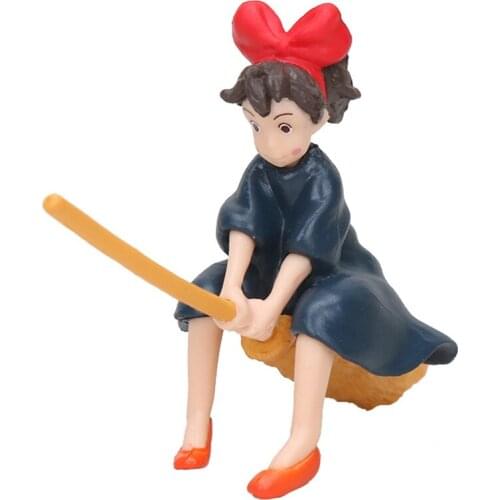 Anime Cartoon Kikis Delivery Service Kiki Sit On The Broom To Fly Action Figure Toy