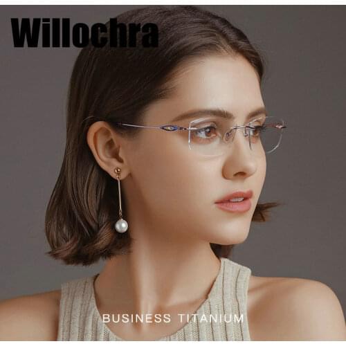 Willochra Titanium Frame Rimless Eyewear Women Ultra-light Glasses