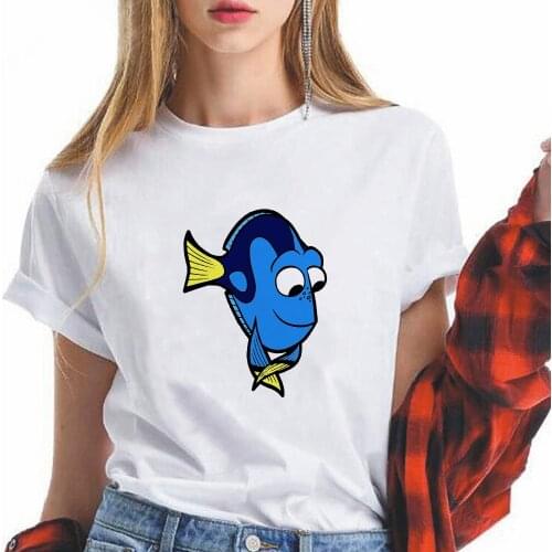 Regal Blue Tang Dory Woman Tshirt Top Brands Novelty 2021 T Shirt Soft Girl Aesthetic Clothes European Ropa Summer Mujer Disney
