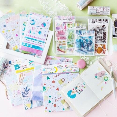 1 pack Geometric Patterns Abstract Painting Decorative Stickers DIY Scrapbooking Diary Album Stick Label Party Decor Kids Gift