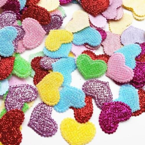 100pcs Glitter Felt Padded Flower Bow Heart Star Butterfly Doll Craft Appliques