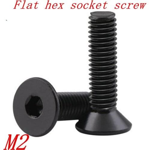 50pcs/lot DIN7991 grade 10.9 allen hex M2*4/5/6/8/10/12/16/20 m2 black Hex socket flat head countersunk toy CSK screw