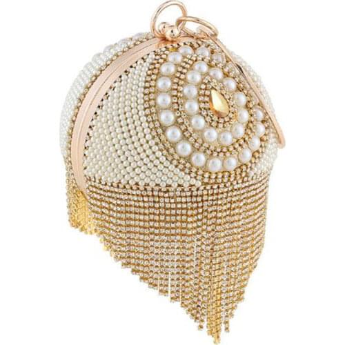 2020 quality women diamond round shaped evening clutch bags tassel banquet shoulder bags mini wallets drop shipping MN1488