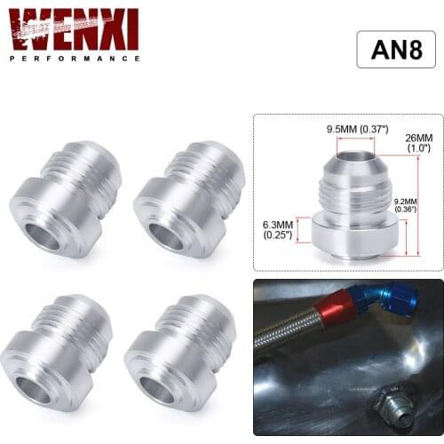 4PCS/PACK Top Quality Aluminum AN8-AN Straight Male Weld Fitting Adapter Weld Bung Nitrous Hose Fitting Silver