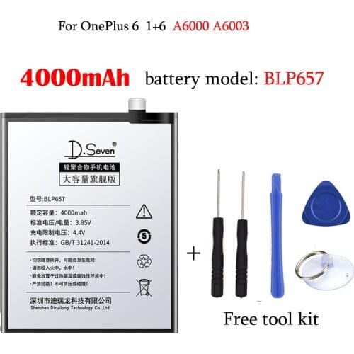 Phone Battery BLP657 4000mAh For OnePlus 6 A6000 A6003 High Capacity Replacement Li-ion Batteries Free Tools