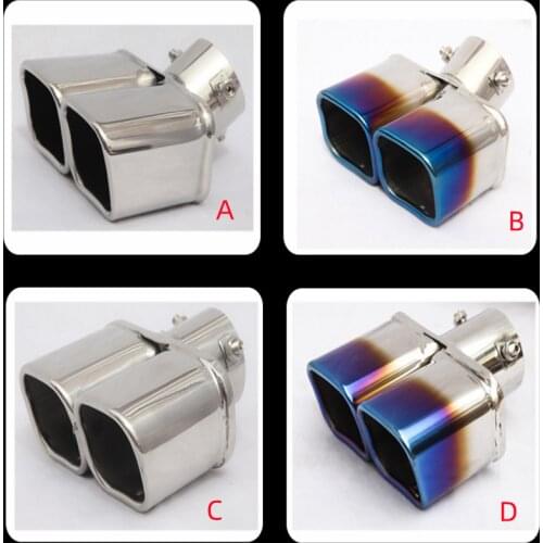 Car Dual Square Rolled Angle Cut Slanted Exhaust Muffler Tip Pipe