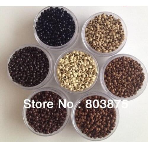 Freeshipping- 1000pcs 2.5mm Nano Micro Copper Rings / Links Beads / Black D-Brown Brown L-Brown D-Blond Blond