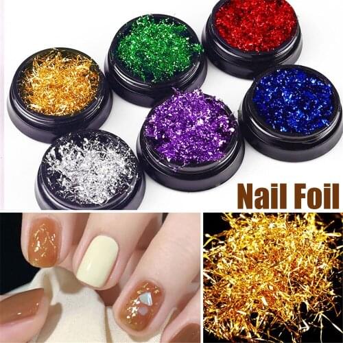 1 Box Gold Silver Flakes Nail Glitter Liner Aluminum Colorful Sequins Mirror Powder Nails Foils Sticker Nail Art Decorations