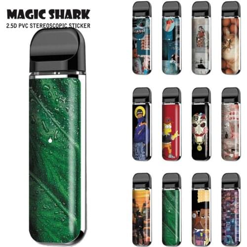 Magic Shark 100% New Fashion Leaf Cute Cat House Party PVC Vape Pod Sticker Case Cover for Smok Novo Kit