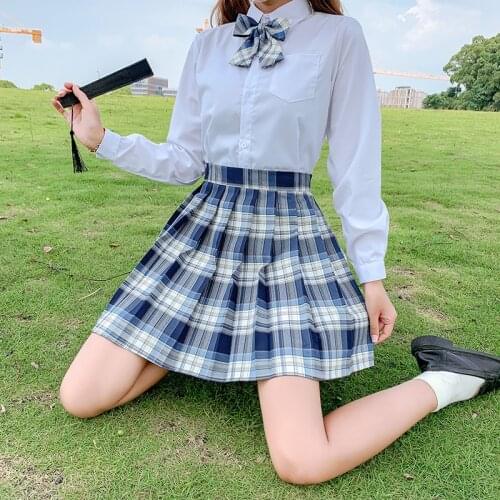 Womens Pleated Skirt Kawaii Girl Cosplay Plaid Skirt Harajuku Cute Japan Students School Uniforms Plus Size Woman mujer faldas