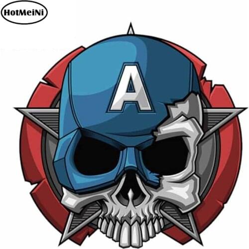 HotMeiNi 13cm x 9.1cm For Captain America Skull Funny Car Sticker Occlusion Scratch 3D Car Door Protector Vinyl Decal Gift